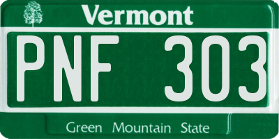 VT license plate PNF303