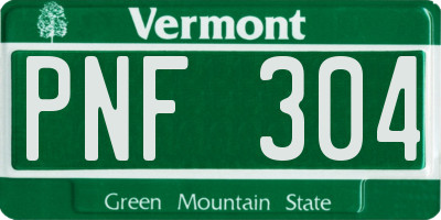 VT license plate PNF304
