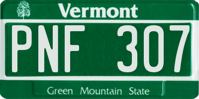 VT license plate PNF307