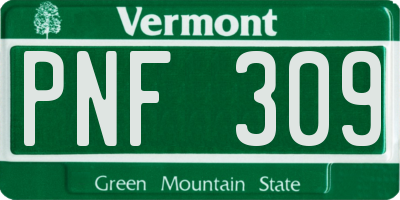 VT license plate PNF309