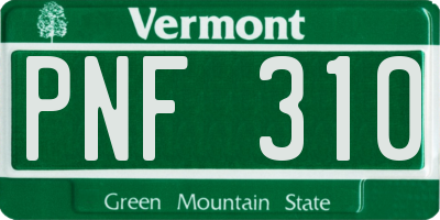 VT license plate PNF310