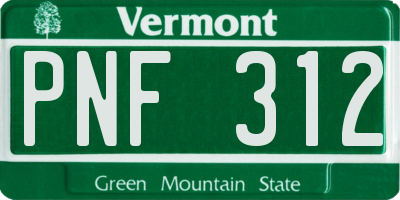 VT license plate PNF312