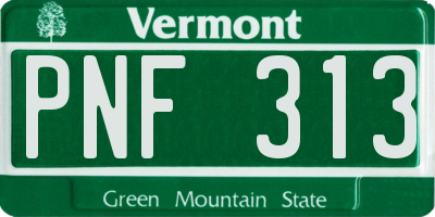 VT license plate PNF313