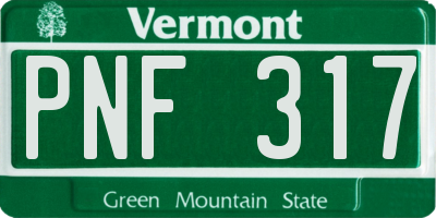 VT license plate PNF317