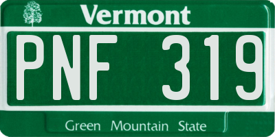 VT license plate PNF319