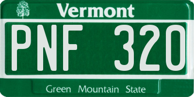 VT license plate PNF320