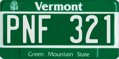 VT license plate PNF321