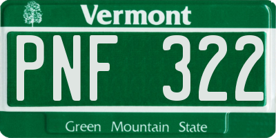 VT license plate PNF322