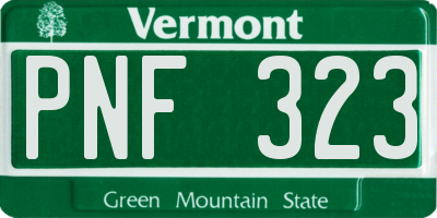 VT license plate PNF323