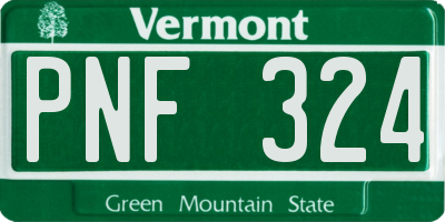 VT license plate PNF324