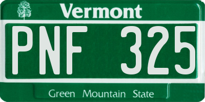 VT license plate PNF325