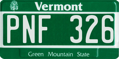 VT license plate PNF326
