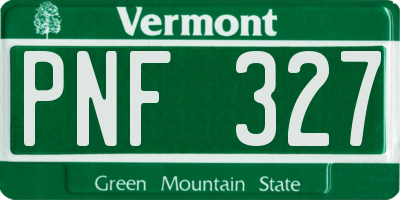 VT license plate PNF327