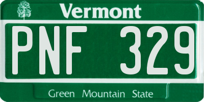 VT license plate PNF329