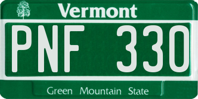 VT license plate PNF330