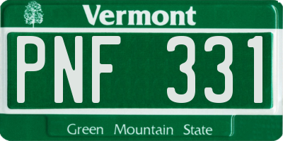 VT license plate PNF331