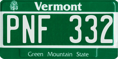 VT license plate PNF332