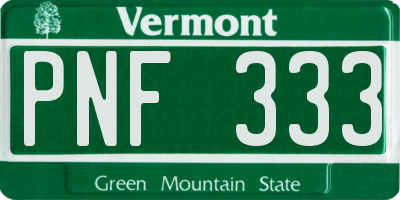 VT license plate PNF333