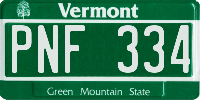 VT license plate PNF334