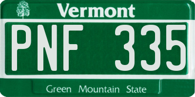 VT license plate PNF335