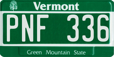 VT license plate PNF336