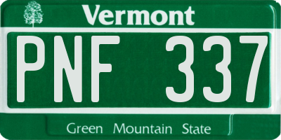 VT license plate PNF337