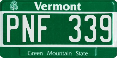 VT license plate PNF339