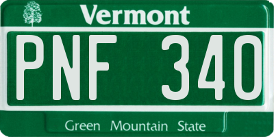 VT license plate PNF340