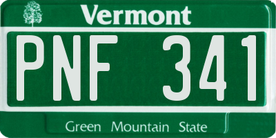 VT license plate PNF341
