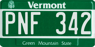 VT license plate PNF342