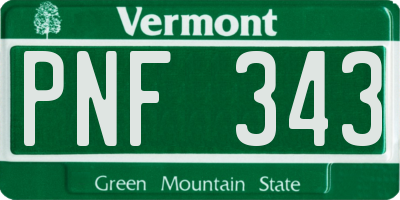 VT license plate PNF343