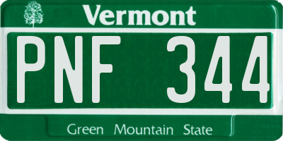 VT license plate PNF344