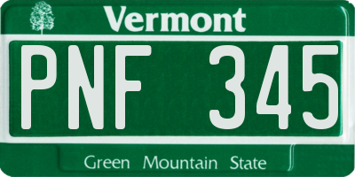 VT license plate PNF345