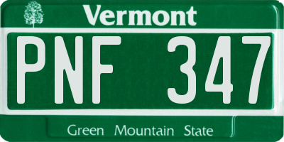 VT license plate PNF347