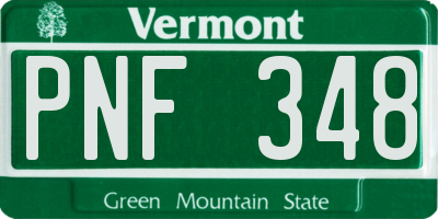 VT license plate PNF348