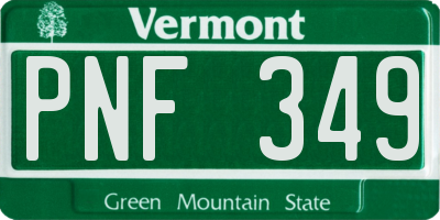 VT license plate PNF349