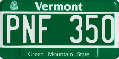 VT license plate PNF350