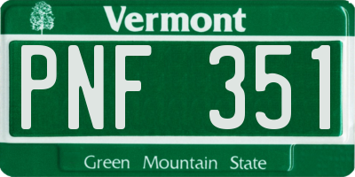 VT license plate PNF351