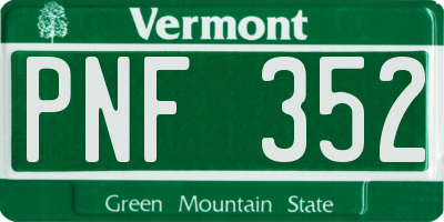 VT license plate PNF352