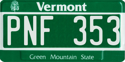 VT license plate PNF353