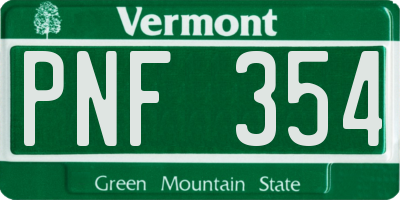 VT license plate PNF354
