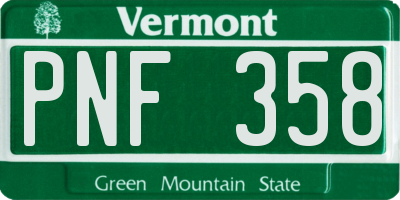 VT license plate PNF358
