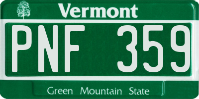 VT license plate PNF359