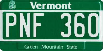 VT license plate PNF360
