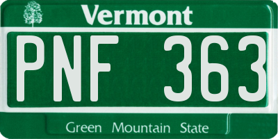 VT license plate PNF363