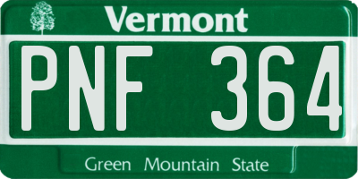 VT license plate PNF364