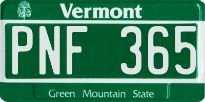 VT license plate PNF365