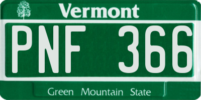 VT license plate PNF366