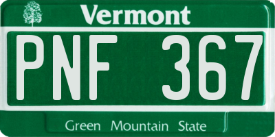 VT license plate PNF367