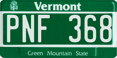 VT license plate PNF368
